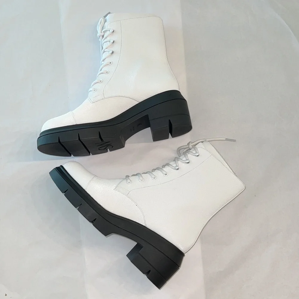 Stuart Weitzman Nisha White Lace-Up Boots Size 8.5 C NIB - Picture 10 of 17